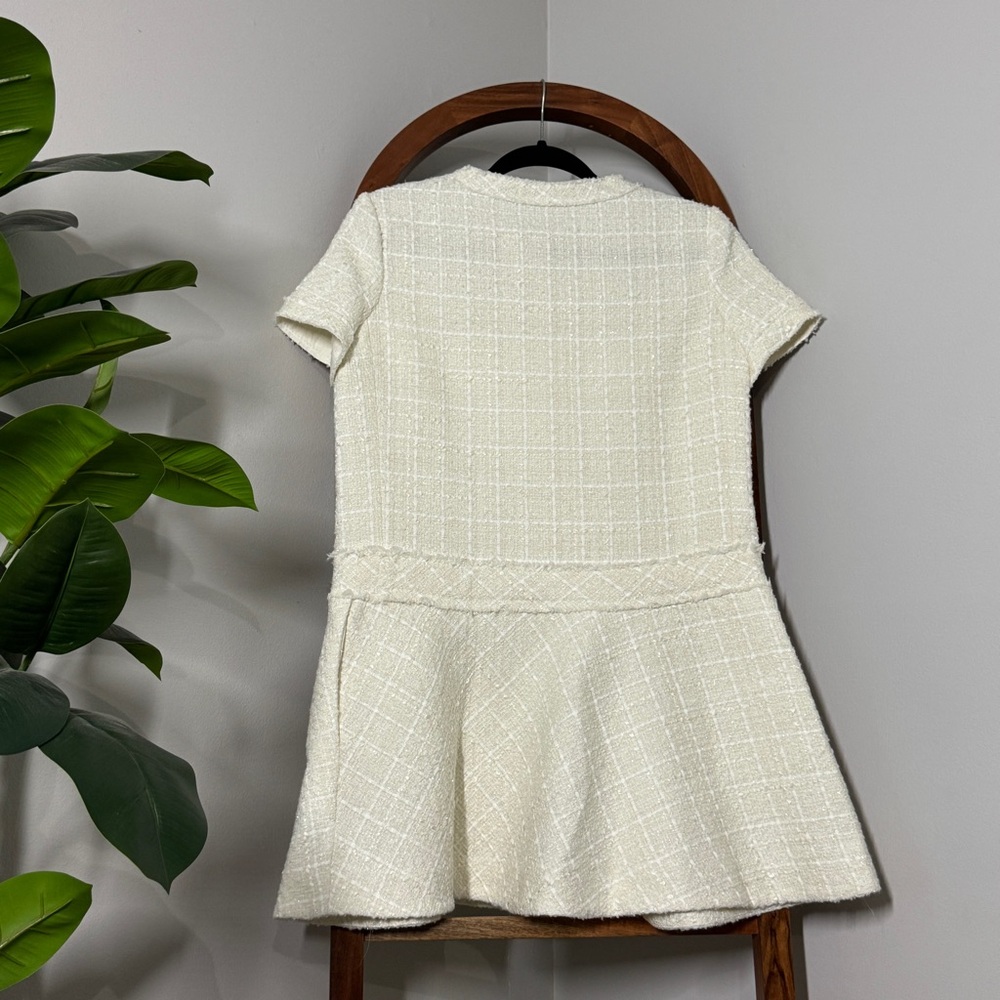 Zara Cream Tweed Mini Dress with Gold Buttons - Picture 4 of 12